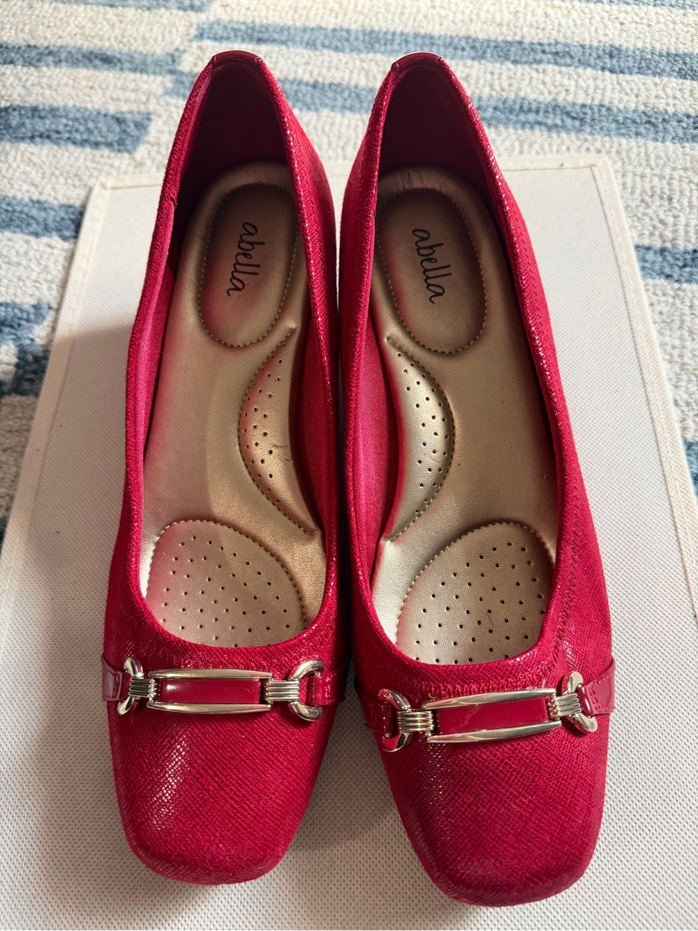 Abella Red Slip-On Wedge with Gold Accent